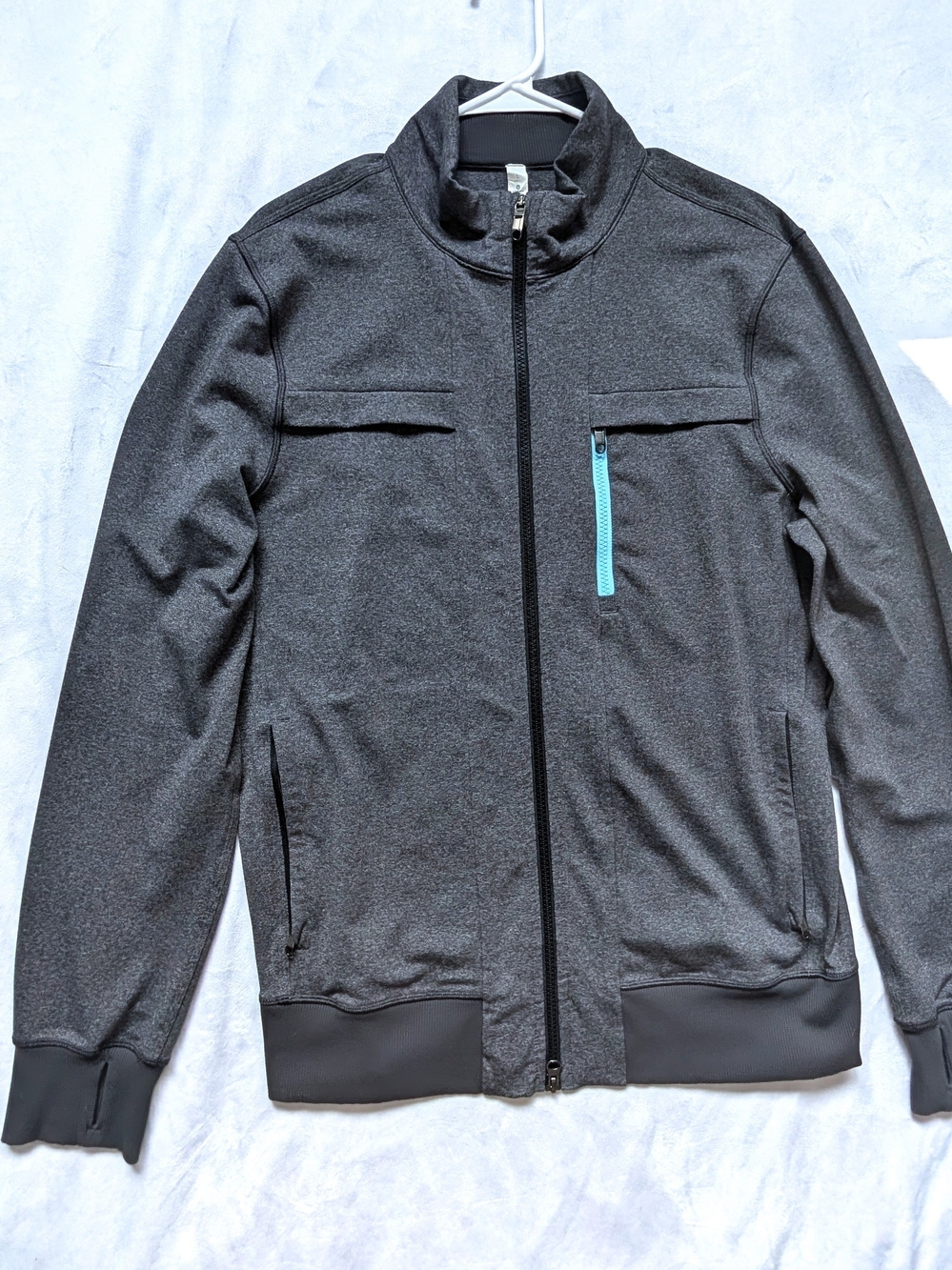 Mens Lululemon L Post Gravity Two Way Full Zipper Athletic Luon Jacket Pockets